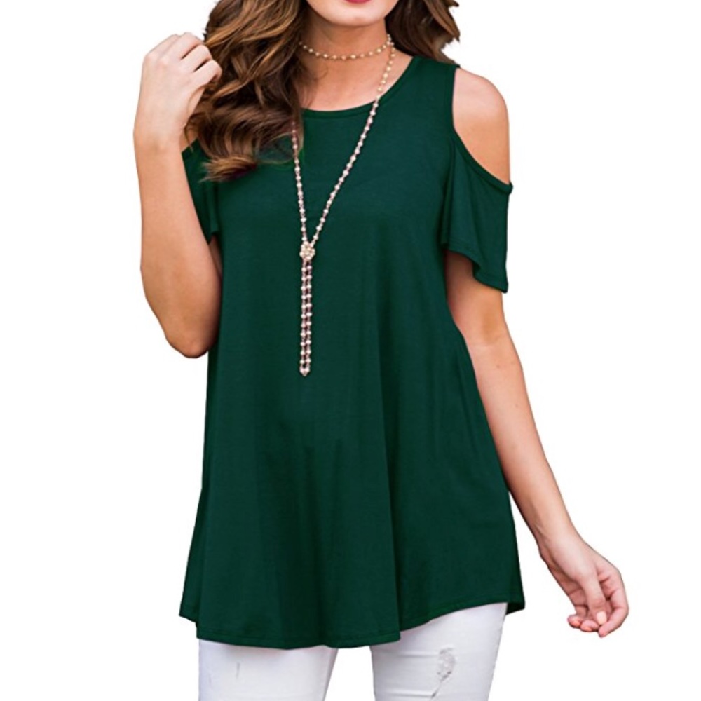 Beautiful women short sleeve cold shoulder top - Picture 5 of 8